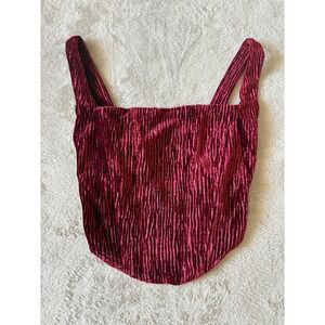 Naked Size M Wardrobe Velvet‎ Corset Top Sleeveless Party Wine Red